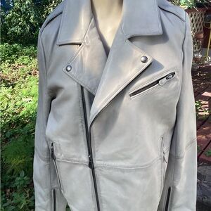 Velez New powder blue gray soft leather jacket.  Size large. Woman’s